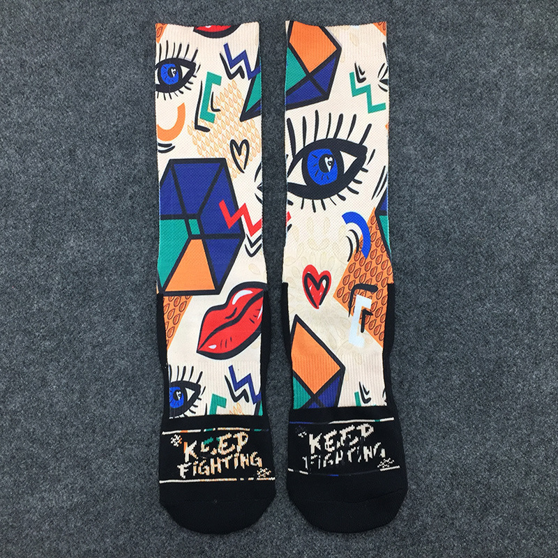 3D Printing Face Hip-pop Socks Cotton Terry Towel Bottom Skateboard Sports Socks Personalized Print Men